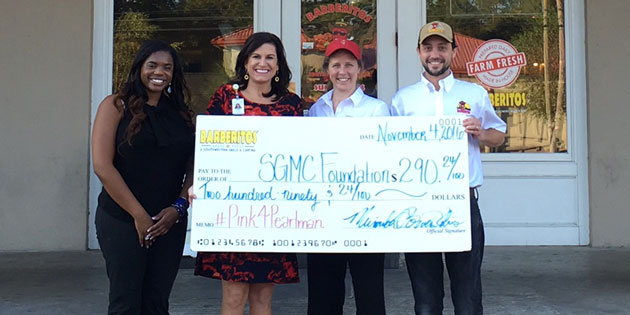Barberitos Presents Check To Sgmc Pearlman Cancer Center Valdosta Today