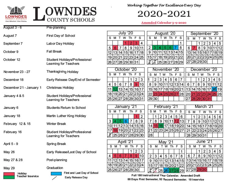 lhs calendar 2021 Lcs Releases Revised Calendars For Next 2 Years Valdosta Today lhs calendar 2021