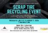 Scrap tire recycling event flyer with stacked tires