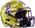 Gold football helmet with purple accents.