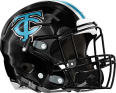 Black football helmet with blue logo.